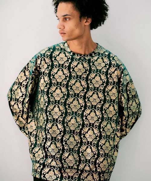 NOISE MAKER（ノイズメーカー）の「ダマスクパターンベロアプルオーバー（Tシャツ/カットソー・メンズ・グレー/グリーン/オレンジ・M/S/XL/L）」の16枚目の写真