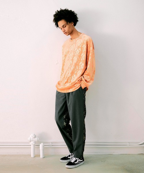 NOISE MAKER（ノイズメーカー）の「ダマスクパターンベロアプルオーバー（Tシャツ/カットソー・メンズ・グレー/グリーン/オレンジ・M/S/XL/L）」の22枚目の写真