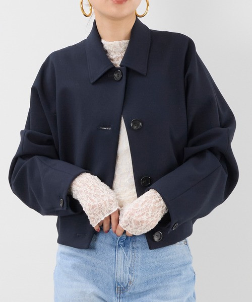 MICA&DEAL(マイカ&ディール)の「ショートステンカラーコート(ステンカラーコート・レディース・ネイビー/ベージュ・FREE)」の2枚目の写真