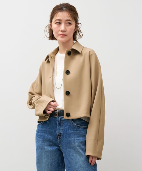 MICA&DEAL(マイカ&ディール)の「ショートステンカラーコート(ステンカラーコート・レディース・ネイビー/ベージュ・FREE)」の4枚目の写真