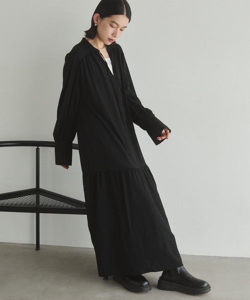 hunch（ハンチ）の「ジョーゼット柄 プリントワンピース（ワンピース・レディース・ベージュ系その他/ブラック/グレー系その他/ブラウン系その他・FREE）」の6枚目の写真