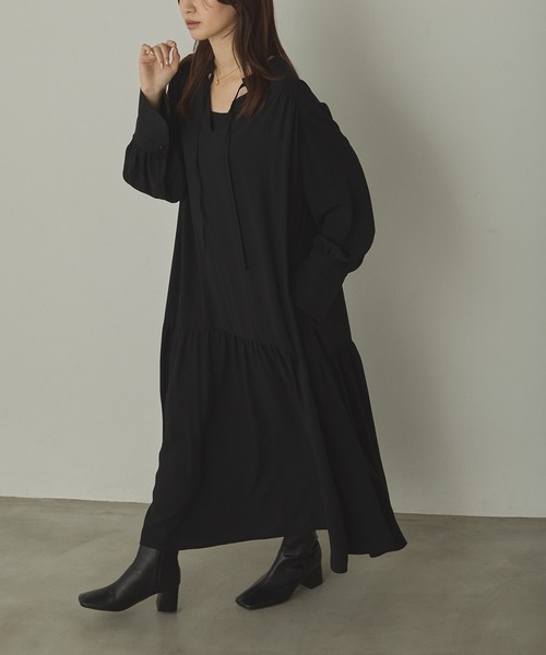 hunch（ハンチ）の「ジョーゼット柄 プリントワンピース（ワンピース・レディース・ベージュ系その他/ブラック/グレー系その他/ブラウン系その他・FREE）」の9枚目の写真