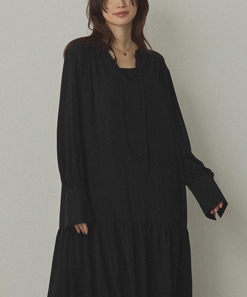 hunch（ハンチ）の「ジョーゼット柄 プリントワンピース（ワンピース・レディース・ベージュ系その他/ブラック/グレー系その他/ブラウン系その他・FREE）」の12枚目の写真