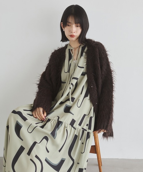 hunch（ハンチ）の「ジョーゼット柄 プリントワンピース（ワンピース・レディース・ベージュ系その他/ブラック/グレー系その他/ブラウン系その他・FREE）」の12枚目の写真