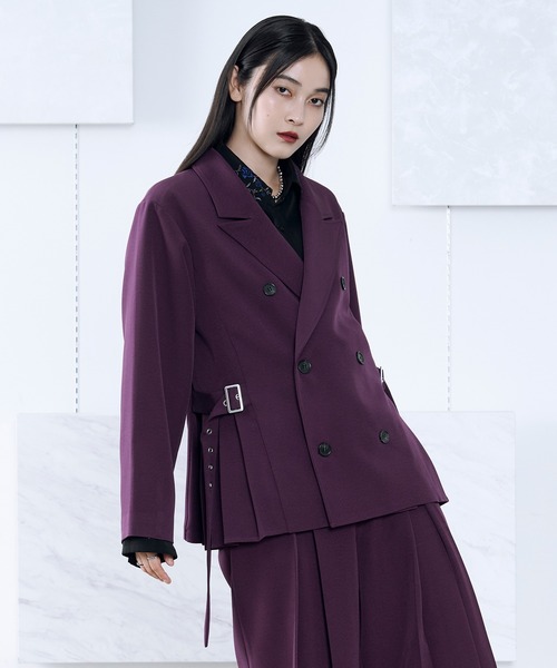 サイドプリーツハトメベルトテーラードジャケット/SETUP対応