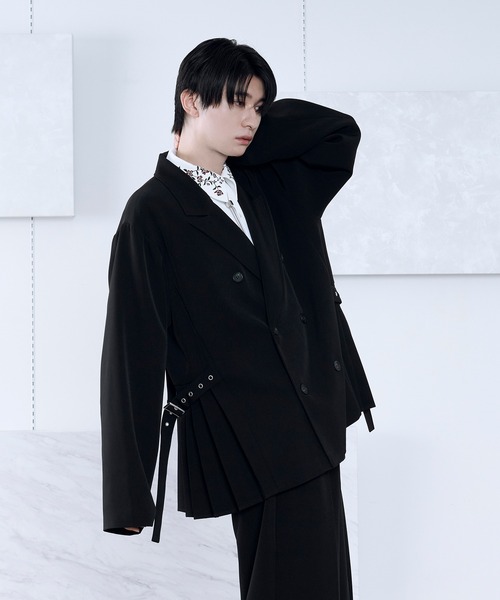 サイドプリーツハトメベルトテーラードジャケット/SETUP対応