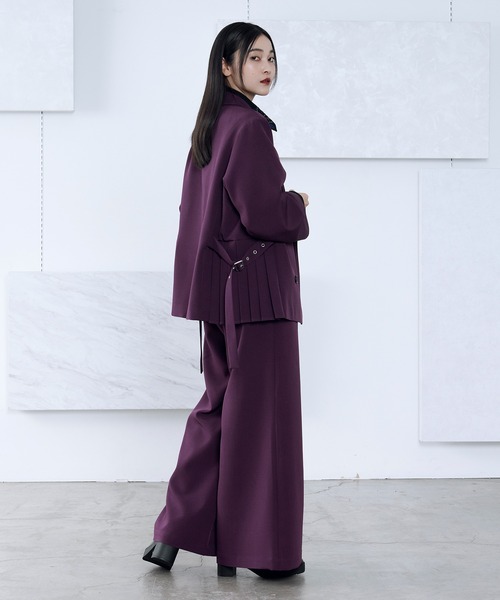 サイドプリーツハトメベルトテーラードジャケット/SETUP対応