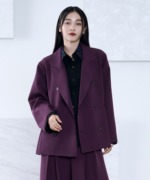 サイドプリーツハトメベルトテーラードジャケット/SETUP対応