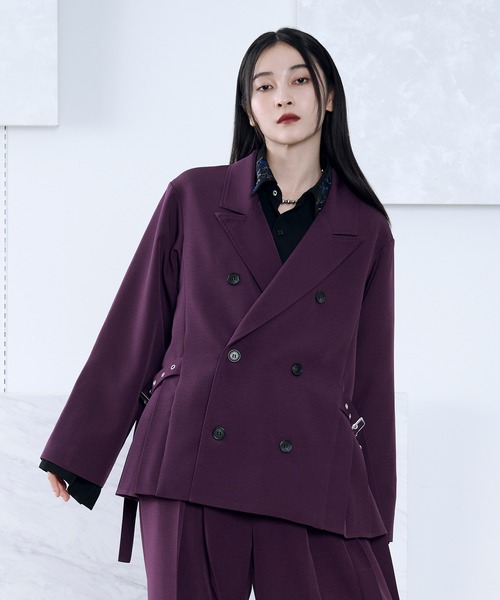 サイドプリーツハトメベルトテーラードジャケット/SETUP対応