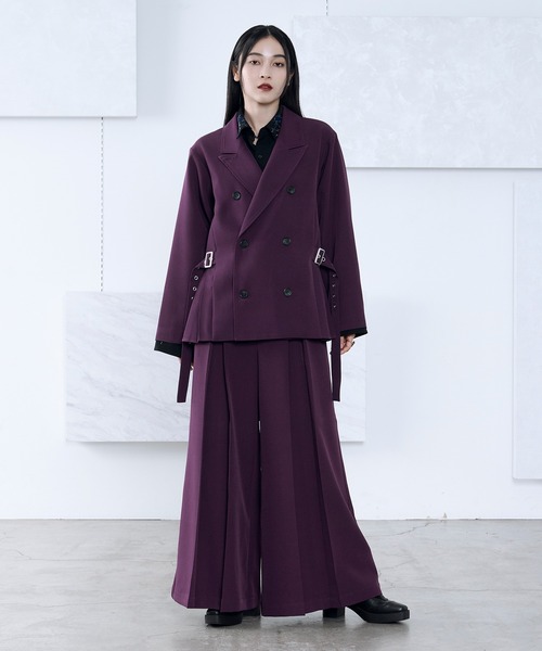 サイドプリーツハトメベルトテーラードジャケット/SETUP対応