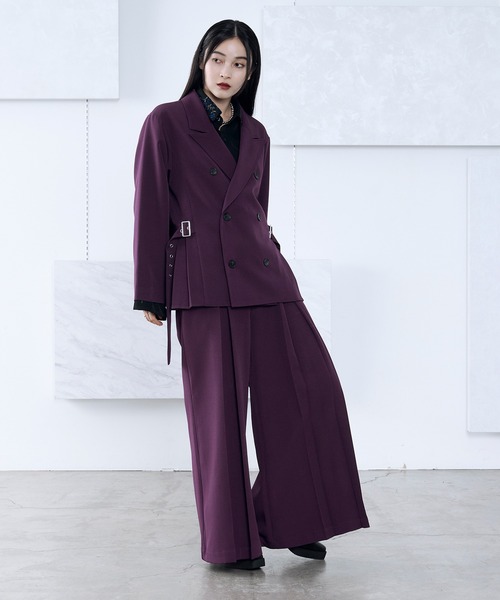 サイドプリーツハトメベルトテーラードジャケット/SETUP対応