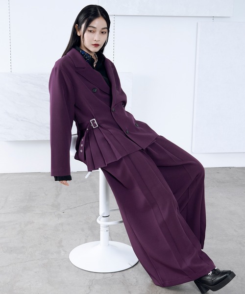サイドプリーツハトメベルトテーラードジャケット/SETUP対応
