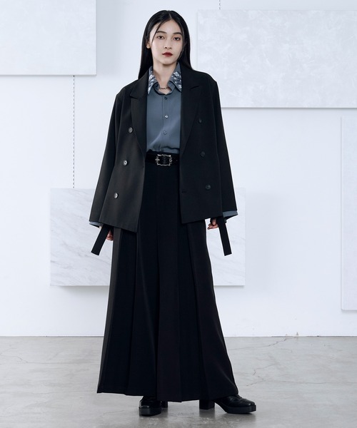 サイドプリーツハトメベルトテーラードジャケット/SETUP対応