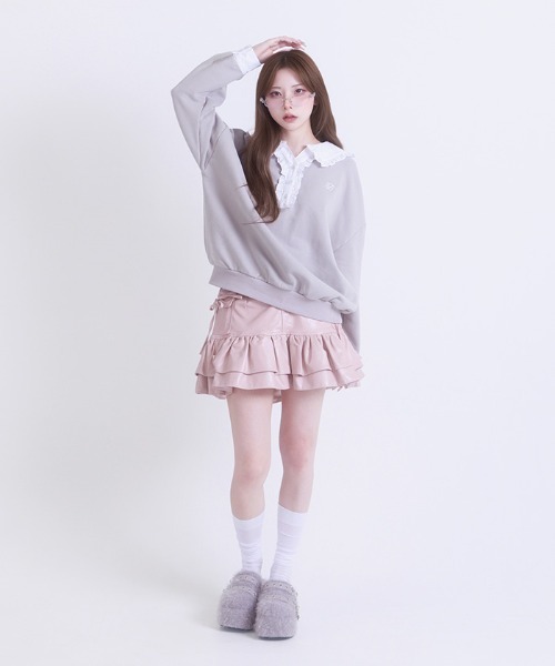 FickleBebe（フィクルベベ）の「フェイクレザーリボンスカート（スカート・レディース・ダークブラウン/ピンク/ブラック・0/1）」の13枚目の写真