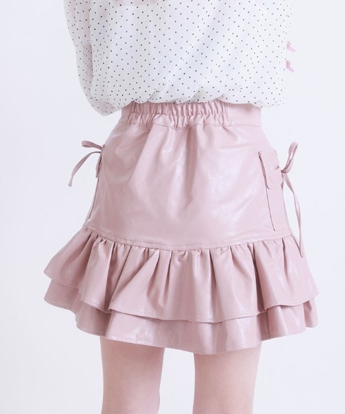 FickleBebe（フィクルベベ）の「フェイクレザーリボンスカート（スカート・レディース・ダークブラウン/ピンク/ブラック・0/1）」の21枚目の写真