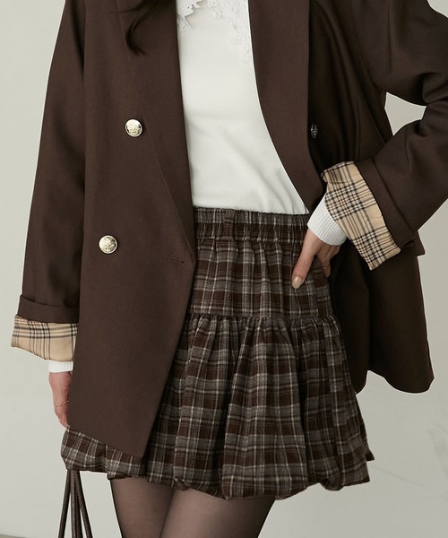 Cherir Mignon（シェリルミニョン）の「【Cherir Mignon】チェックミニバルーンスカート（スカート・レディース・ブラウン/ブラック・FREE）」の11枚目の写真