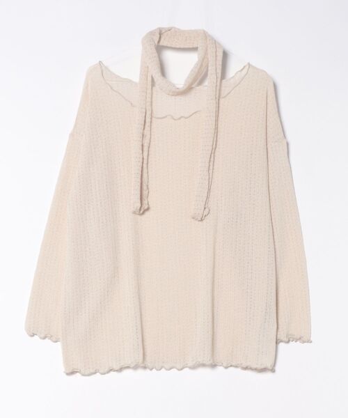 Torenia(トレニア)の「Torenia/トレニア/マフラー付シアートップス(Tシャツ/カットソー・メンズ・ブラック/ホワイト/ベージュ・F)」の3枚目の写真