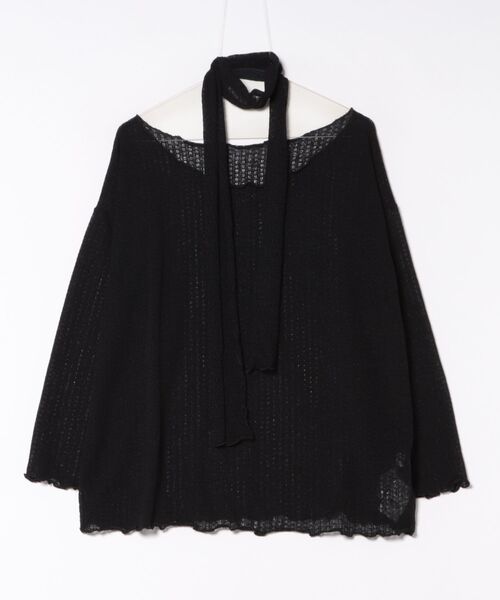 Torenia(トレニア)の「Torenia/トレニア/マフラー付シアートップス(Tシャツ/カットソー・メンズ・ブラック/ホワイト/ベージュ・F)」の2枚目の写真