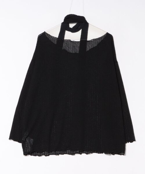 Torenia(トレニア)の「Torenia/トレニア/マフラー付シアートップス(Tシャツ/カットソー・メンズ・ブラック/ホワイト/ベージュ・F)」の4枚目の写真
