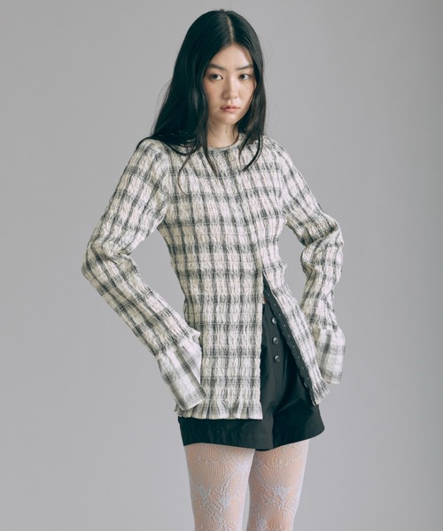 EN NEUME（エンノイム）の「Smocked Check Blouse（シャツ/ブラウス