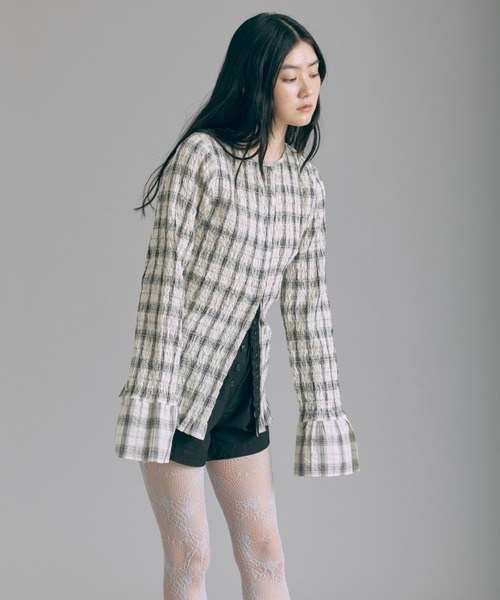 EN NEUME（エンノイム）の「Smocked Check Blouse（シャツ/ブラウス