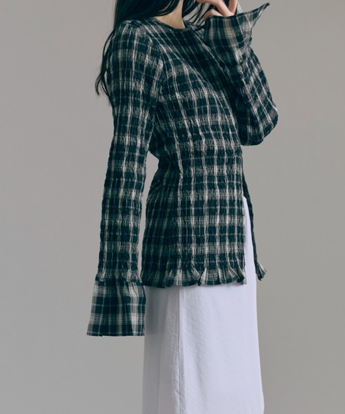 EN NEUME（エンノイム）の「Smocked Check Blouse（シャツ/ブラウス