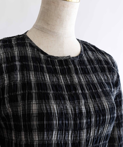 Smocked Check Blouse（シャツ/ブラウス）｜EN NEUME（エンノイム）の