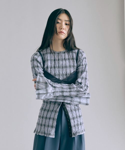 EN NEUME（エンノイム）の「Smocked Check Blouse（シャツ/ブラウス