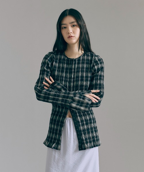 EN NEUME（エンノイム）の「Smocked Check Blouse（シャツ/ブラウス