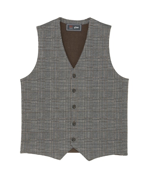 【東京シャツ×gim(R) 】前身カットソー チェック柄 ジレ