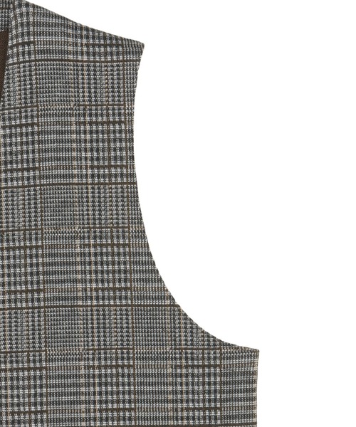 BRICK HOUSE by TOKYO SHIRT（ブリックハウス）の「【東京シャツ×gim(R) 】前身カットソー チェック柄 ジレ（ベスト・メンズ・ブラウン・M/L/LL/XL）」の4枚目の写真