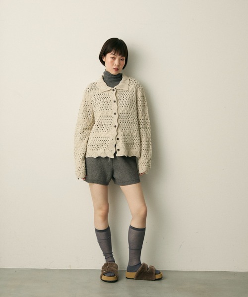 full/fill.(フルフィル)の「mix pattern knit shirt cardigan / ミックスパターンニットシャツカーディガン(ニット/セーター・レディース・アイボリー/ネイビー・FREE)」の12枚目の写真