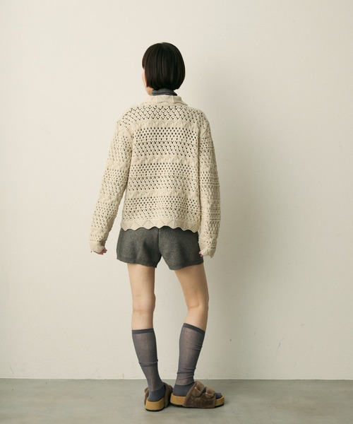 full/fill.(フルフィル)の「mix pattern knit shirt cardigan / ミックスパターンニットシャツカーディガン(ニット/セーター・レディース・アイボリー/ネイビー・FREE)」の13枚目の写真
