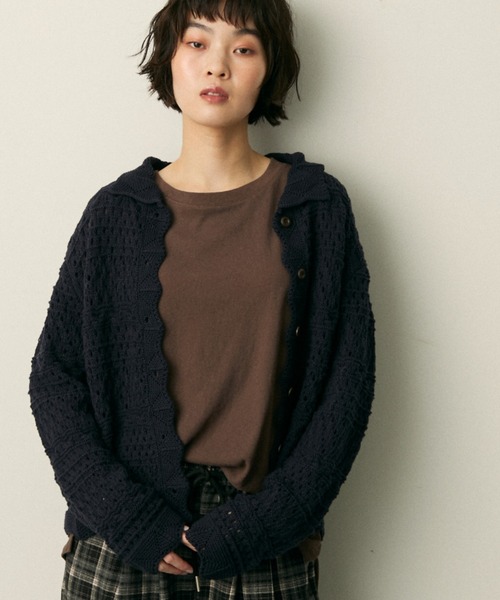 full/fill.(フルフィル)の「mix pattern knit shirt cardigan / ミックスパターンニットシャツカーディガン(ニット/セーター・レディース・アイボリー/ネイビー・FREE)」の15枚目の写真