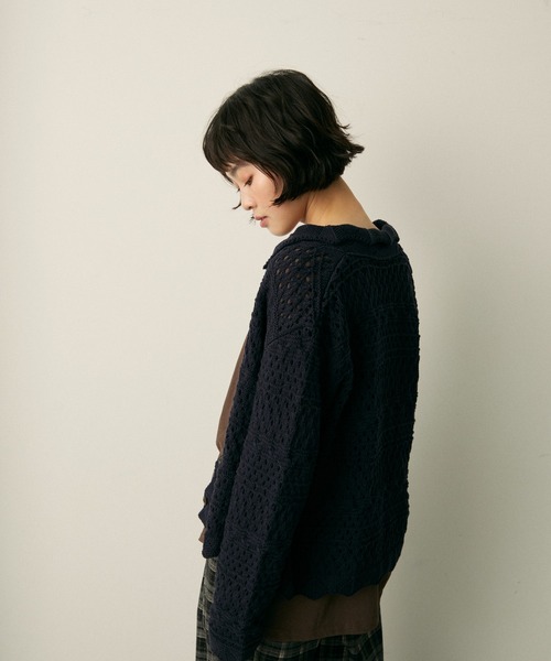 full/fill.(フルフィル)の「mix pattern knit shirt cardigan / ミックスパターンニットシャツカーディガン(ニット/セーター・レディース・アイボリー/ネイビー・FREE)」の20枚目の写真