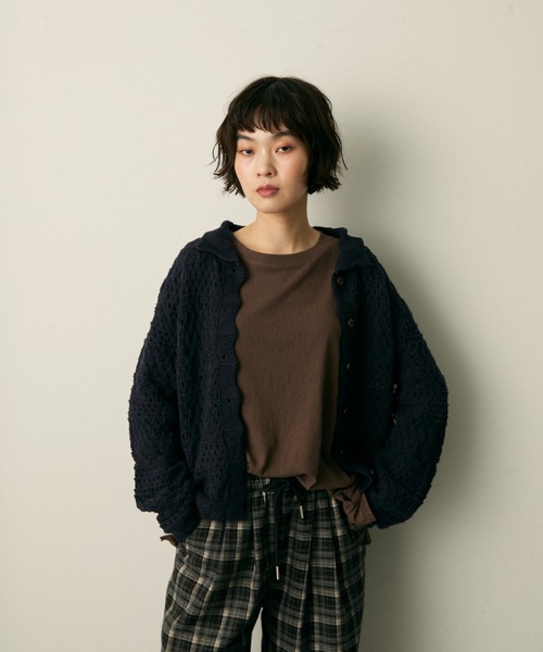 full/fill.(フルフィル)の「mix pattern knit shirt cardigan / ミックスパターンニットシャツカーディガン(ニット/セーター・レディース・アイボリー/ネイビー・FREE)」の17枚目の写真