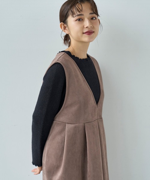 mil（ミル）の「前後2way スウェードライク タックプリーツジャンスカ【585111】（ワンピース・レディース・ブラウン/モカ・FREE/XS/S）」の8枚目の写真