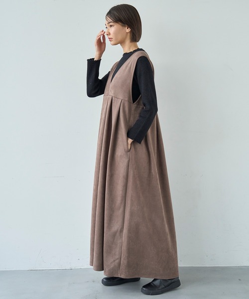mil（ミル）の「前後2way スウェードライク タックプリーツジャンスカ【585111】（ワンピース・レディース・ブラウン/モカ・FREE/XS/S）」の11枚目の写真