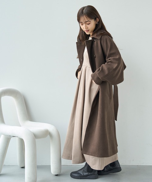 mil（ミル）の「前後2way スウェードライク タックプリーツジャンスカ【585111】（ワンピース・レディース・ブラウン/モカ・FREE/XS/S）」の9枚目の写真
