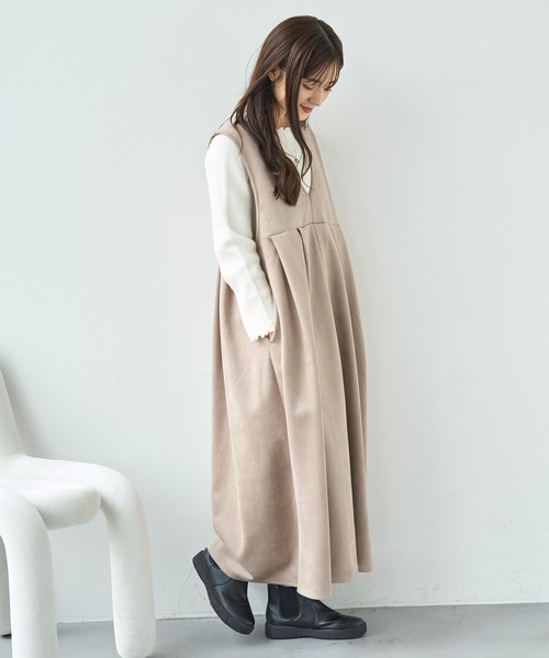 mil（ミル）の「前後2way スウェードライク タックプリーツジャンスカ【585111】（ワンピース・レディース・ブラウン/モカ・FREE/XS/S）」の19枚目の写真