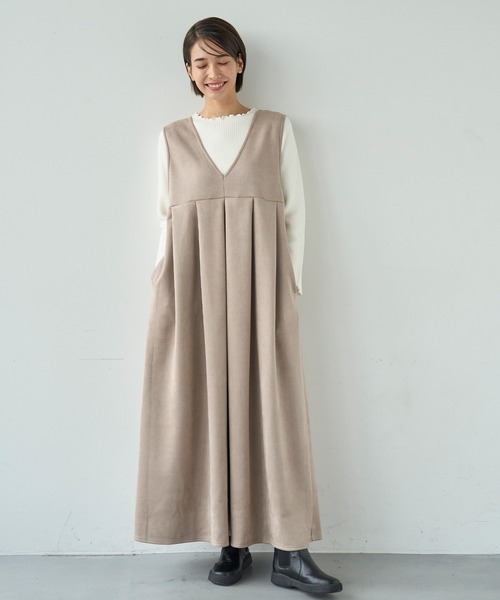 mil（ミル）の「前後2way スウェードライク タックプリーツジャンスカ【585111】（ワンピース・レディース・ブラウン/モカ・FREE/XS/S）」の22枚目の写真