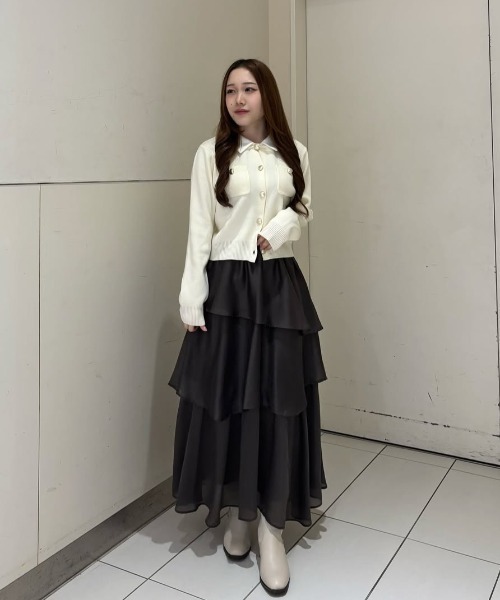 31 Sons de mode（トランテアン　ソン　ドゥ　モード）の「2025秋冬新作 襟付きポケットカーディガン（カーディガン/ボレロ・レディース・ブラック/レッド/ホワイト/グレー・ﾌﾘ-）」の5枚目の写真