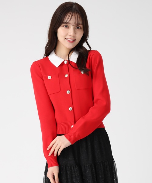31 Sons de mode（トランテアン　ソン　ドゥ　モード）の「2025秋冬新作 襟付きポケットカーディガン（カーディガン/ボレロ・レディース・ブラック/レッド/ホワイト/グレー・ﾌﾘ-）」の11枚目の写真