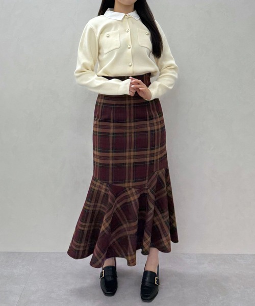 31 Sons de mode（トランテアン　ソン　ドゥ　モード）の「2025秋冬新作 襟付きポケットカーディガン（カーディガン/ボレロ・レディース・ブラック/レッド/ホワイト/グレー・ﾌﾘ-）」の14枚目の写真