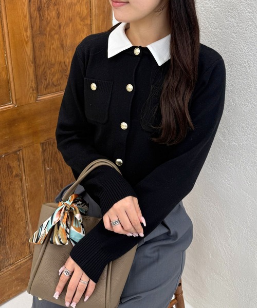 31 Sons de mode（トランテアン　ソン　ドゥ　モード）の「2025秋冬新作 襟付きポケットカーディガン（カーディガン/ボレロ・レディース・ブラック/レッド/ホワイト/グレー・ﾌﾘ-）」の21枚目の写真