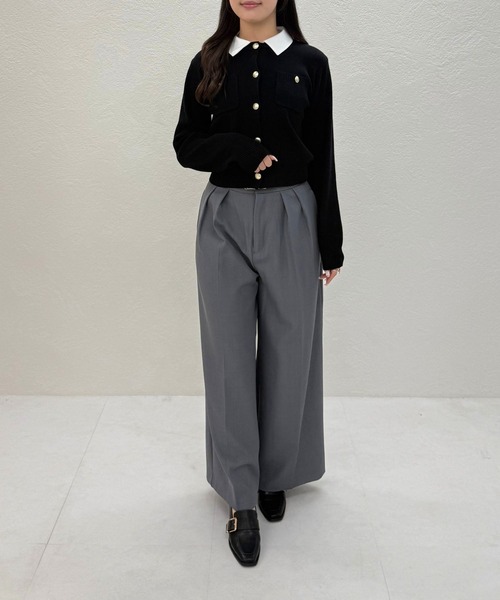 31 Sons de mode（トランテアン　ソン　ドゥ　モード）の「2025秋冬新作 襟付きポケットカーディガン（カーディガン/ボレロ・レディース・ブラック/レッド/ホワイト/グレー・ﾌﾘ-）」の18枚目の写真