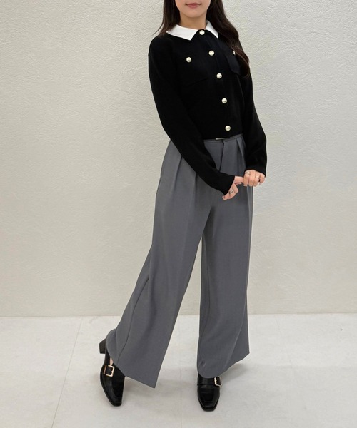 31 Sons de mode（トランテアン　ソン　ドゥ　モード）の「2025秋冬新作 襟付きポケットカーディガン（カーディガン/ボレロ・レディース・ブラック/レッド/ホワイト/グレー・ﾌﾘ-）」の19枚目の写真