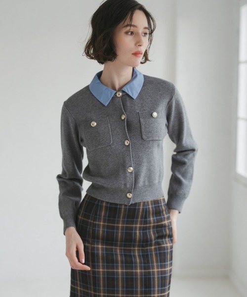 31 Sons de mode（トランテアン　ソン　ドゥ　モード）の「2025秋冬新作 襟付きポケットカーディガン（カーディガン/ボレロ・レディース・ブラック/レッド/ホワイト/グレー・ﾌﾘ-）」の13枚目の写真