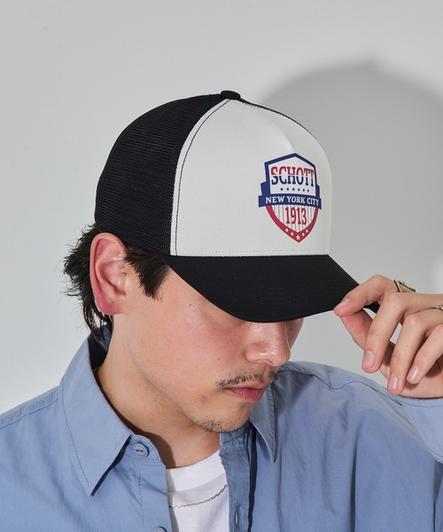 schott(ショット)の「【SCHOTT】ショット MESH CAP メッシュキャップ ヴィンテージUSAロゴ アメリカンテイスト SC147 CBS(キャップ・メンズ・ブラック/ホワイト/ブラウン・FREE)」の9枚目の写真