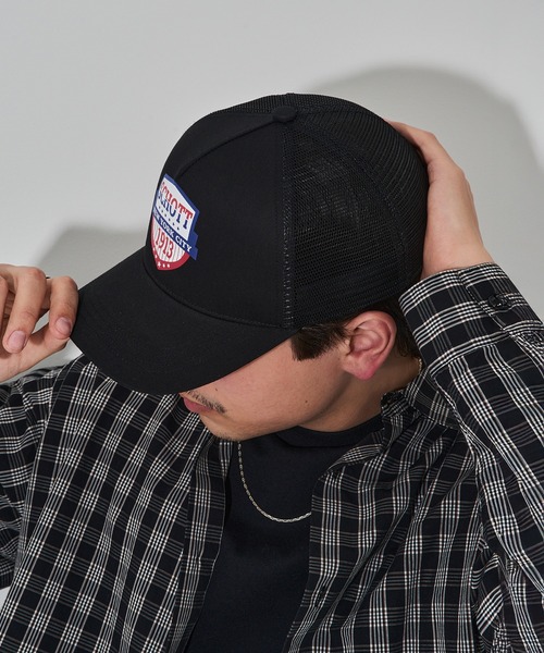 schott(ショット)の「【SCHOTT】ショット MESH CAP メッシュキャップ ヴィンテージUSAロゴ アメリカンテイスト SC147 CBS(キャップ・メンズ・ブラック/ホワイト/ブラウン・FREE)」の5枚目の写真